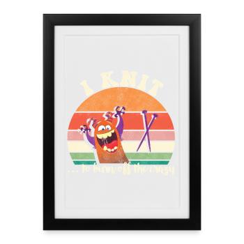 Je tricote pour brûler la folie - Affiche encadrée (27 × 37 cm) - noir - Devant