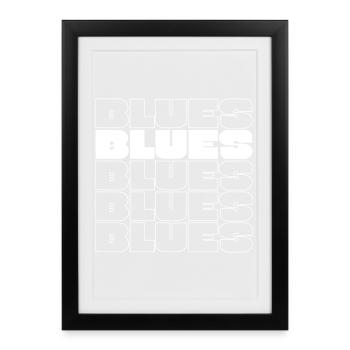Bold Blues Repetition Grid Typography - Framed poster (27 × 37 cm) - black - Front