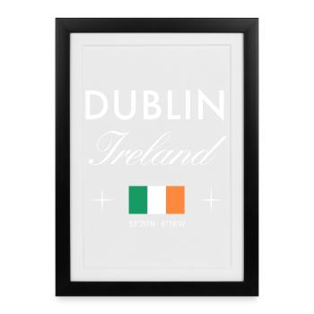 Dublin Ireland Coordinates Travel Souvenir - Framed poster (27 × 37 cm) - black - Front