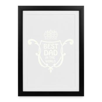 Emblème du meilleur papa au monde - Affiche encadrée (27 × 37 cm) - noir - Devant