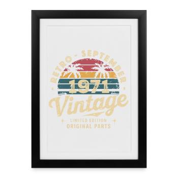Vintage Septembre 1971 Édition Limitée Septembre - Affiche encadrée (27 × 37 cm) - noir - Devant