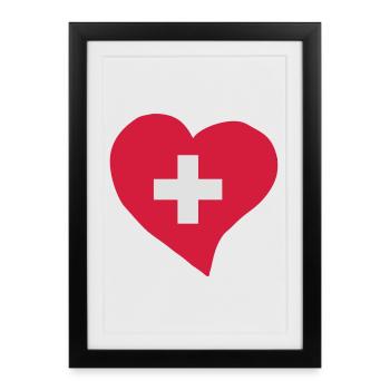 Cœur suisse - Affiche encadrée (27 × 37 cm) - noir - Devant