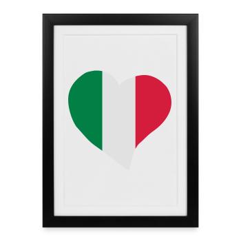 Cœur italien - Affiche encadrée (27 × 37 cm) - noir - Devant