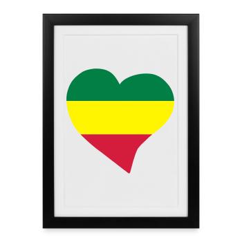 Coeur rasta - Affiche encadrée (27 × 37 cm) - noir - Devant