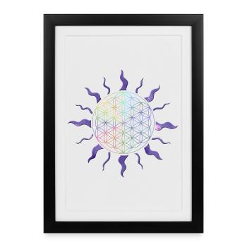 Flower of Life Sun Mandala Rainbow - Framed poster (27 × 37 cm) - black - Front