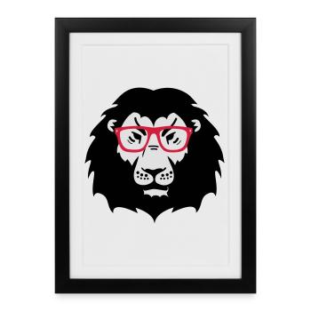 verres lion de lion - Affiche encadrée (27 × 37 cm) - noir - Devant