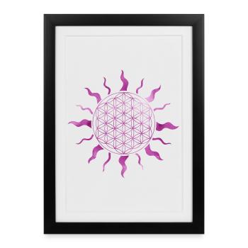Flower of Life Sun Mandala Watercolor Pink - Framed poster (27 × 37 cm) - black - Front