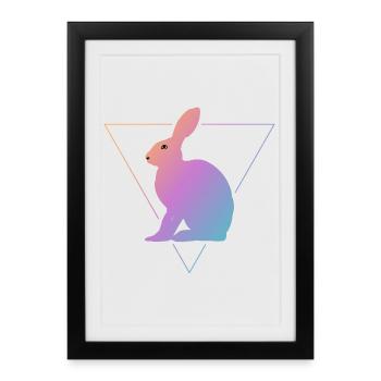 Brown hare colorful - Framed poster (27 × 37 cm) - black - Front