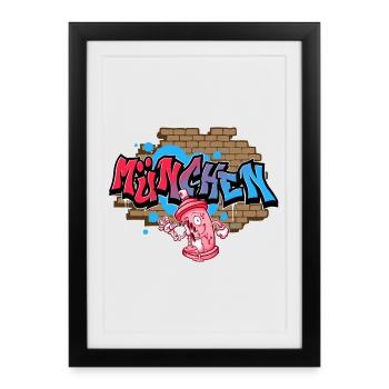 München Graffiti - Gerahmtes Poster (27 × 37 cm) - Schwarz - Vorne