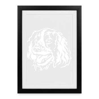 English Springer Spaniel head "Black Edition" - Framed poster (27 × 37 cm) - black - Front