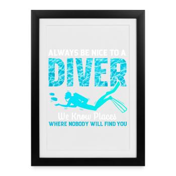 Plongée sous-marine - Affiche encadrée (27 × 37 cm) - noir - Devant