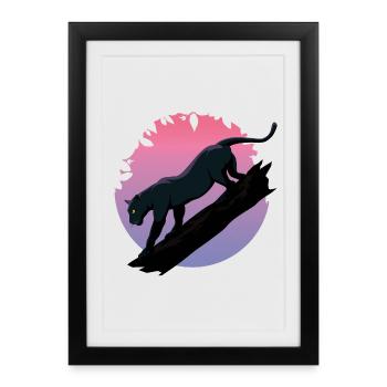 Panthère noire animal de la jungle - Affiche encadrée (27 × 37 cm) - noir - Devant