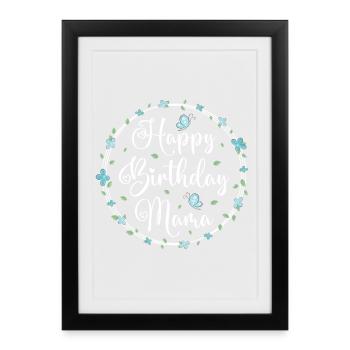 Joyeux anniversaire Maman Anniversaire Mère Cadeau - Affiche encadrée (27 × 37 cm) - noir - Devant