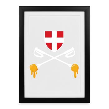 Savoie Ski et fondue savoyarde Cadeau Haute Savoie - Affiche encadrée (27 × 37 cm) - noir - Devant