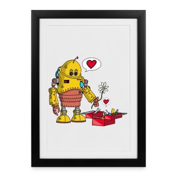 Robot in love - Framed poster (27 × 37 cm) - black - Front