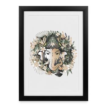 Le dieu éléphant Ganesha au milieu de la jungle - Affiche encadrée (27 × 37 cm) - noir - Devant