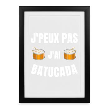 batucada, Brésil, tambour, percussion - Affiche encadrée (27 × 37 cm) - noir - Devant