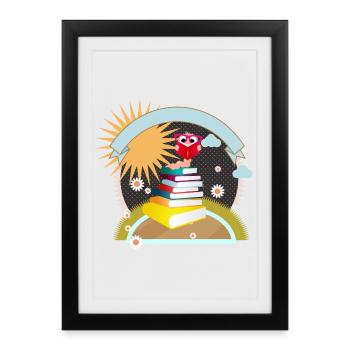little bookworm with thirst for knowledge reads a book - Framed poster (27 × 37 cm) - black - Front