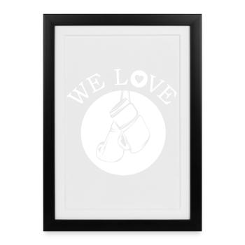 Nous aimons Symbol Boxing Boxer Love Fan Arts Martiaux - Affiche encadrée (27 × 37 cm) - noir - Devant