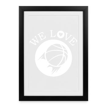 Nous aimons l’équipe de basketball Logo de l’icône Streetball - Affiche encadrée (27 × 37 cm) - noir - Devant