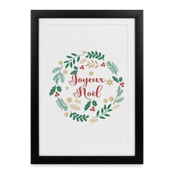 t-shirt joyeux noel frohe Weihnachten Joyeux Noël - Affiche encadrée (27 × 37 cm) - noir - Devant