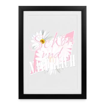 Schön und natürlich Margeriten Blumen rosa - Gerahmtes Poster (27 × 37 cm) - Schwarz - Vorne