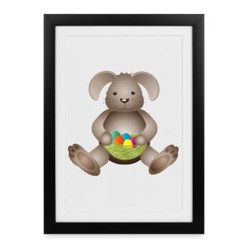small Easter with Easter nest full of Easter eggs - Framed poster (27 × 37 cm) - black - Front