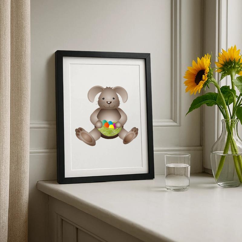 small Easter with Easter nest full of Easter eggs Framed poster (27 × 37 cm)