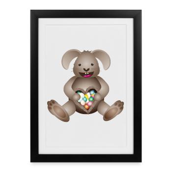 Easter with heart and Easter nest full of Easter eggs - Framed poster (27 × 37 cm) - black - Front