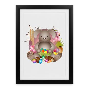 small Easter with Easter nest full of Easter eggs - Framed poster (27 × 37 cm) - black - Front