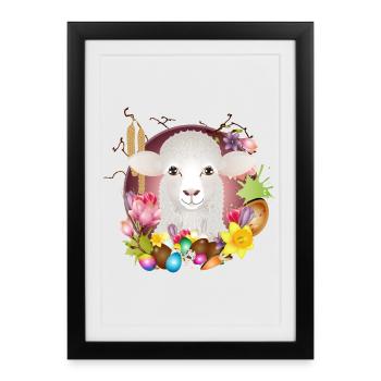 The sheep or lamb as a spring & Easter motif - Framed poster (27 × 37 cm) - black - Front