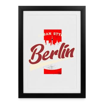 Police rétro de style urbain berlinois - Affiche encadrée (27 × 37 cm) - noir - Devant