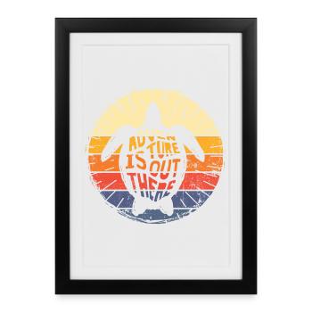 Turtle Odyssey Retro Sunset - Framed poster (27 × 37 cm) - black - Front