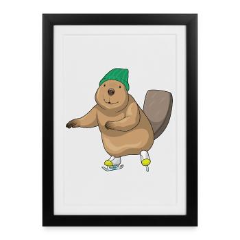 Patins à glace Beaver - Affiche encadrée (27 × 37 cm) - noir - Devant