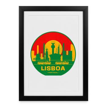 Lisboa Retro Skyline Silhouette - Framed poster (27 × 37 cm) - black - Front