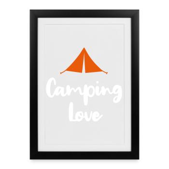 Camping Love Camper Tente Love Fan Outdoor Summer - Affiche encadrée (27 × 37 cm) - noir - Devant