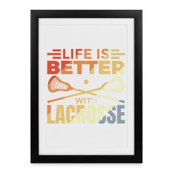 Vintage Lacrosse Slogan - Framed poster (27 × 37 cm) - black - Front