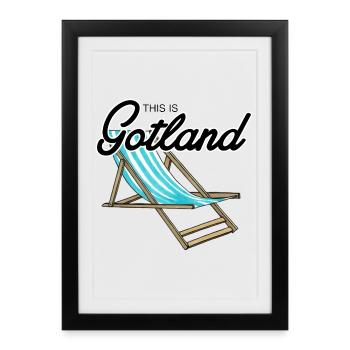 C’est la chaise de plage Gotland - Affiche encadrée (27 × 37 cm) - noir - Devant
