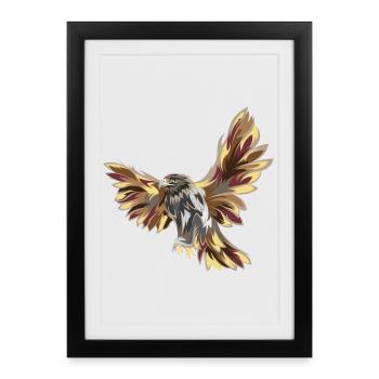 Icône de couleurs d’illustration de vol d’aigle icône d’oiseau - Affiche encadrée (27 × 37 cm) - noir - Devant