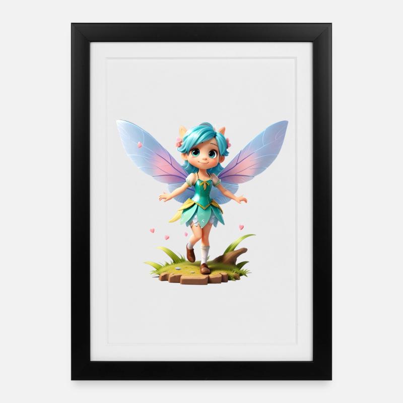 Fee 3D - Gerahmtes Poster (27 × 37 cm) - Schwarz
