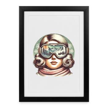 Ski Vacances de ski Snowboard Apresski Sports d’hiver - Affiche encadrée (27 × 37 cm) - noir - Devant