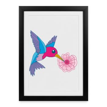 Oiseau butineur - Affiche encadrée (27 × 37 cm) - noir - Devant