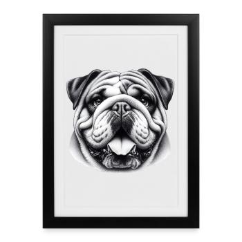 Bouledogue anglais Chien - Affiche encadrée (27 × 37 cm) - noir - Devant