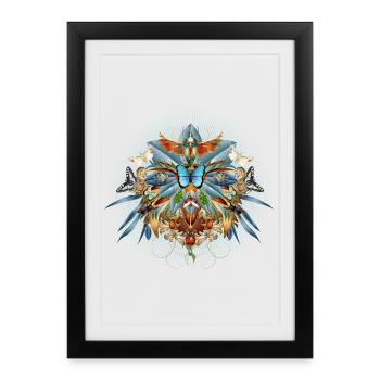 Amulette artistique composée d’insectes en forme florale - Affiche encadrée (27 × 37 cm) - noir - Devant