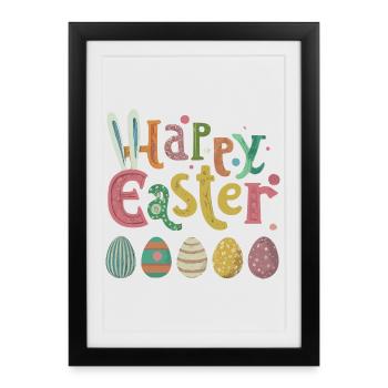 Oeuf de Pâques coloré avec des détails joyeux - Affiche encadrée (27 × 37 cm) - noir - Devant