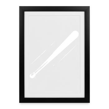 Dessin de batte de baseball - Affiche encadrée (27 × 37 cm) - noir - Devant