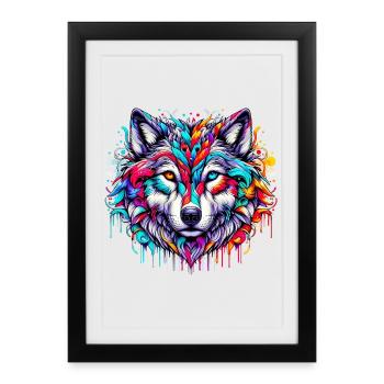 Loup - Affiche encadrée (27 × 37 cm) - noir - Devant