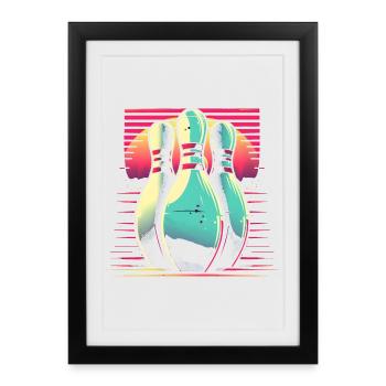 Bowling Synthwave - Framed poster (27 × 37 cm) - black - Front