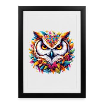 Hibou - Affiche encadrée (27 × 37 cm) - noir - Devant