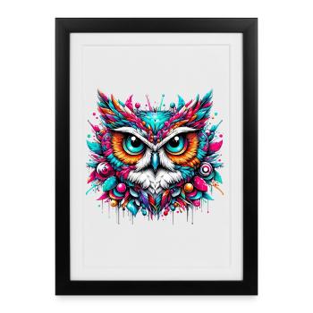 Hibou - Affiche encadrée (27 × 37 cm) - noir - Devant
